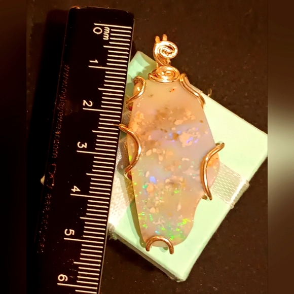 Huge Australian Opal Pendant Sterling Silver - Picture 2 of 16